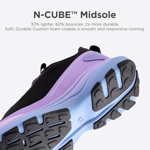 Kids Running Shoes - Black & Violet, 3-Layer Breathable Mesh, Durable Sneakers, High Rebound Cushion, Boys & Girls, 3 Big Kid