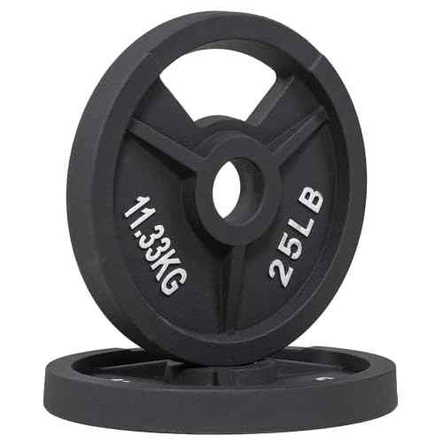 Fitvids 2-Inch Olympic and 1-Inch Standard Cast Iron Weight Plate for Strength Training & Weightlifting, Multiple Weights Available