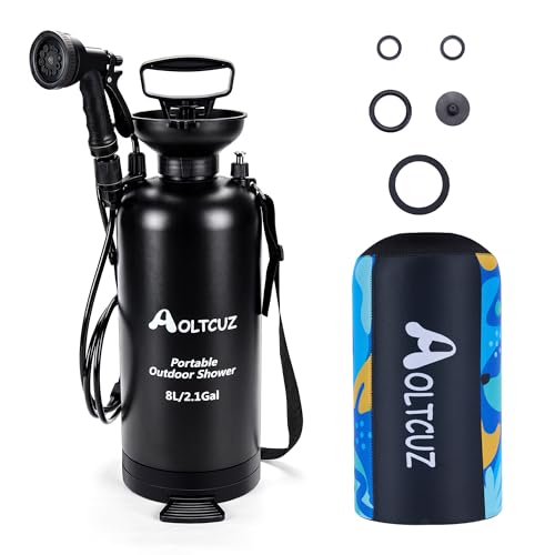 8L Portable Camping Shower with 10 Spray Modes - Handheld Outdoor Rinse