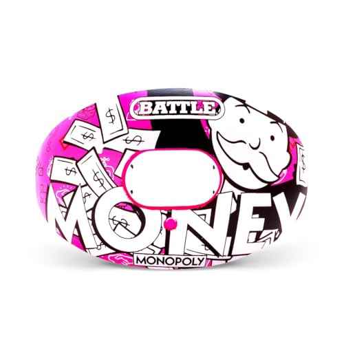 Battle Sports Oxygen Football Mouthguard - Football Mouth Guard with Strap, Superior Airflow & Better Performance, Maximum Breathability, Works with Braces (Money Man 3.0)