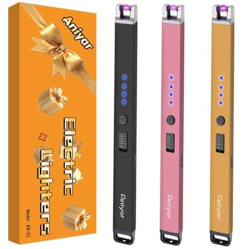 Christmas Stocking Stuffers - 3 Pack Electric Lighter, Birthday Gifts for Women Mom Men Wife Sister, Rechargeable USB Arc Long Candle Lighters for Candle Camping BBQ