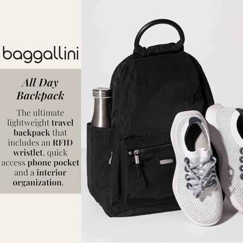 Baggallini womens New Classic Heritage With Rfid Phone Wristlet All Day Backpack, Black, One Size US