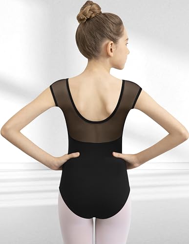 Girls Ballet Leotard Mesh Tank Dancewear - Black, 12-14 Years