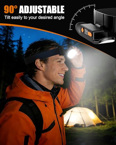 Rechargeable Headlamp with 230° Wide Beam 500 Lumens, USB-C, Waterproof