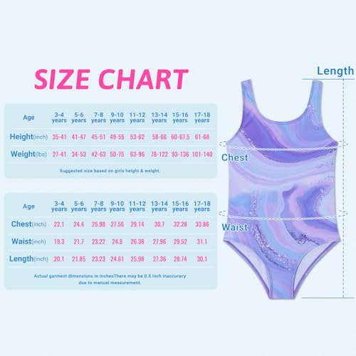 Girls One Piece Swimsuit Bathing Suit 11-12 Years Purple - Beach Swimwear Kids