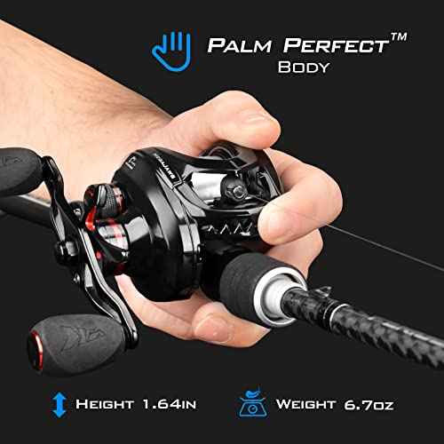 KastKing MegaJaws Baitcasting Fishing Reel, New AutoMag Dual Braking System Baitcaster Fishing Reel, Only 6.7oz, 17.64 LBs Carbon Fiber Drag, 11+1 Shielded BB, High Speed 5.4:1 to 9.1:1 Gear Ratios