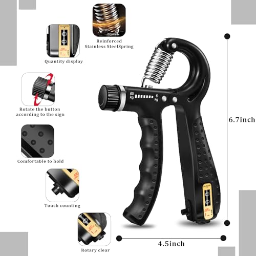 Hand Grip Strengthener Kit with Adjustable Resistance and Stress Ball