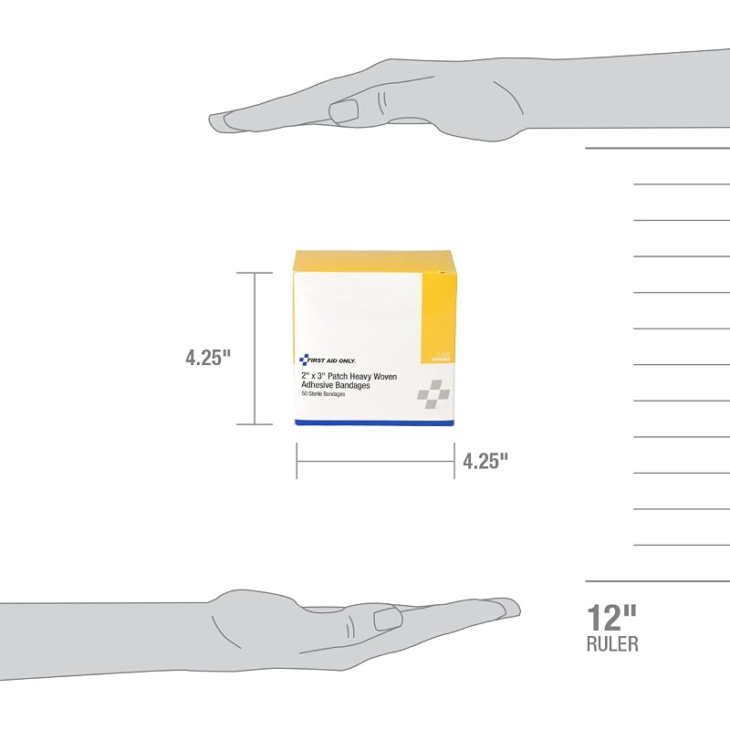 Heavy Woven Fabric Adhesive Bandages 2" x 3" Extra Large – 50 Count (Pack of 1)
