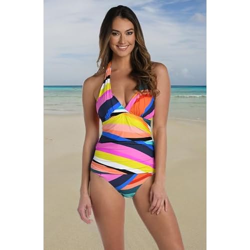 La Blanca Women's V-Neck Halter Tankini Swimsuit Top