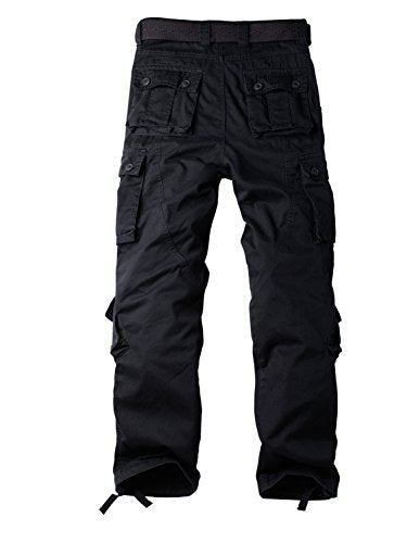 Women's Cotton Military Cargo Work Pants with 8 Pockets - Black, Size 2