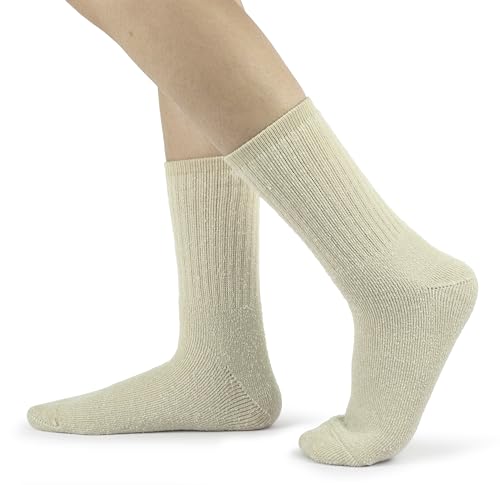 Women’s Wool Hiking Socks Thick Merino Thermal Boot Socks 5-11 - Beige (3 Pairs)