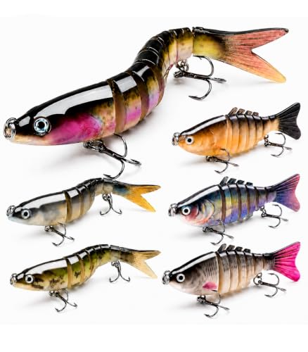 SANWEAL Multi Jointed Swimbaits Set - 6 Pieces, 2 Sizes for Bass Fishing