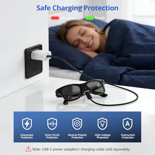 USB C Charging Adapter for Ray-Ban Meta Smart Glasses - 2 Pack
