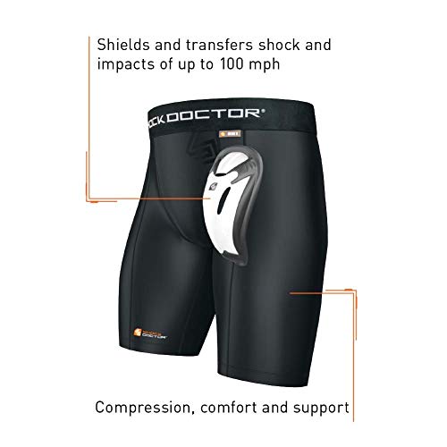 X-Large Youth Shock Doctor 2-Pack Compression Shorts with Cup & Cup Pocket