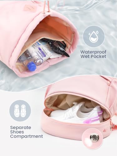 RHDZO Pink Drawstring Gym Backpack with Shoe & Wet Pocket, Versatile Size