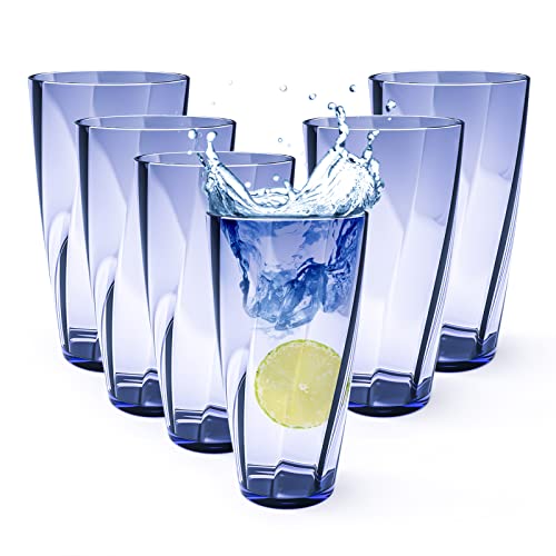 Unbreakable Plastic Drinking Cups Set - 25 Oz Reusable Tumblers, Dishwasher Safe