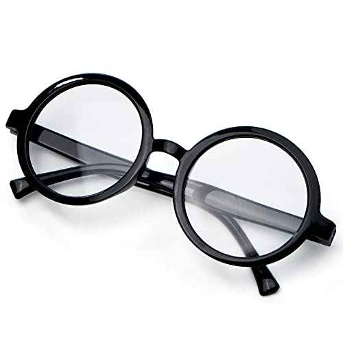 Spooktacular Creations Wizard Glasses, Halloween Black Round Glasses, Black Circle Eyeglasses for Kids & Adults Halloween Accessories Costume
