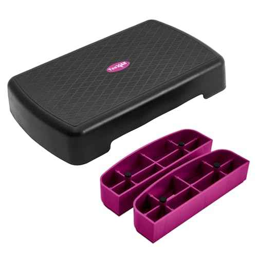 Yes4All 18.9" Aerobic Exercise Step Platform with 2 Risers, Adjustable Height Workout Stepper 3" 5.1" for Home Gym