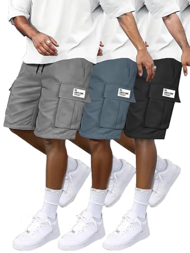 Kids Cargo Shorts 3 Pack - Quick Dry, Flap Pockets, 7-8 Years, Multiple Colors