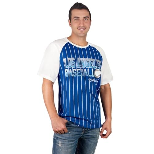 Womens Baseball Cage Fans Athletic City Raglan T-Shirts - Royal Blue & White