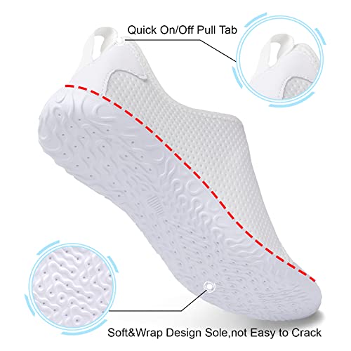 Water Shoes for Women Men Aqua Socks Quick Dry Barefoot Beach Surf Hiking - White 6-7 Women / 5-6 Men