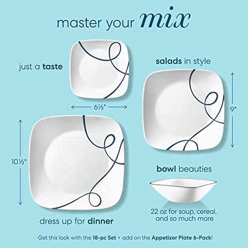 Corelle Chip Resistant Appetizer Plates, 6-Piece, Lia