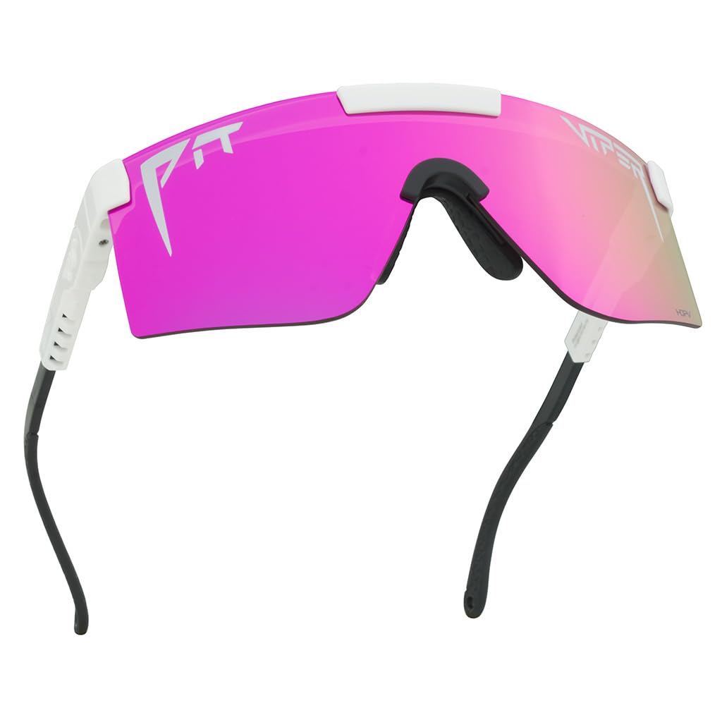 Pit Viper Sunglasses I The Original 2.0 I Wide Fit I HDPV Polarized Lens, Indestructible Frame I Turbo Adjustable for Perfect Fit I Micro Fiber Bag & Retainer Straps I Pink Lens, White Frame