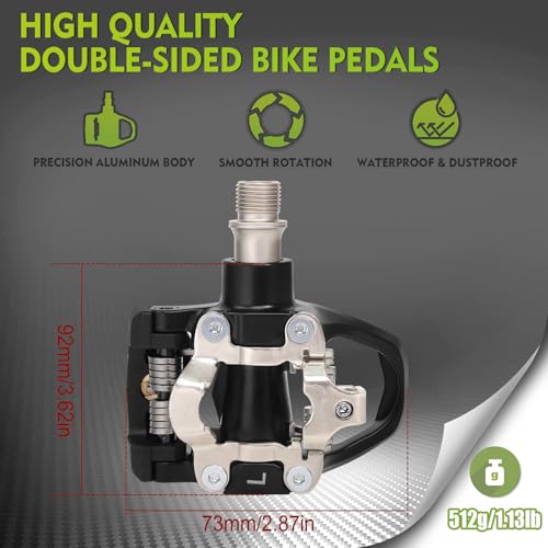 Dual Clip Pedals Compatible with Peloton & Spin Bikes - Aluminum & SPD/Delta Cleats