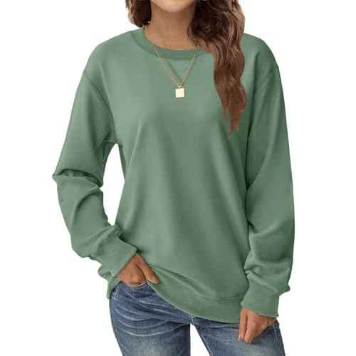 Womens Long Sleeve Sweatshirt Casual Crew Neck T Shirt Cute Pullover Tops Lightweight Loose Fit Sweater 2025 Fall Outfit