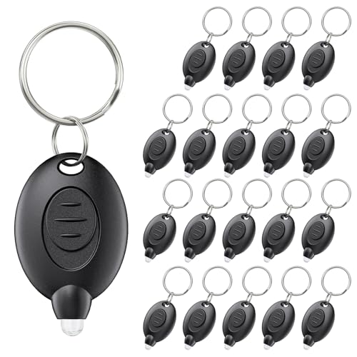 Uniclife 20 Pack Mini LED Keychain Flashlights - Black Shell, White Light