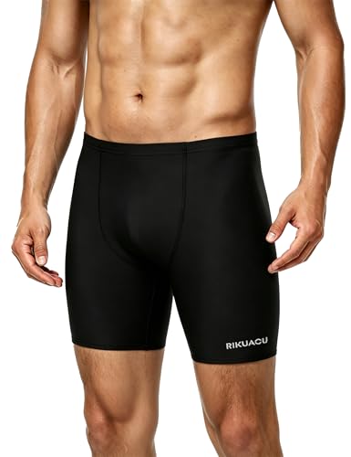 Men's Quick Dry Swim Jammers - Large Black UPF 50+ Racing Swimsuit