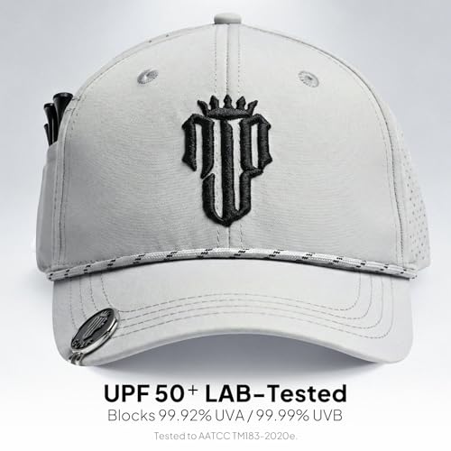 Men's Golf Performance Hat with Tee Holder & Magnetic Ball Marker - Light Gray