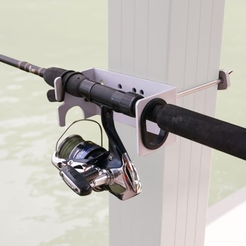 Heavy-Duty Dock Column Fishing Rod Holder Pair - Aluminum, Adjustable