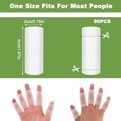 90Pcs Silicone Finger Sleeve Protectors - Clear Gel Finger Covers for Craft & Typing - Variation 90