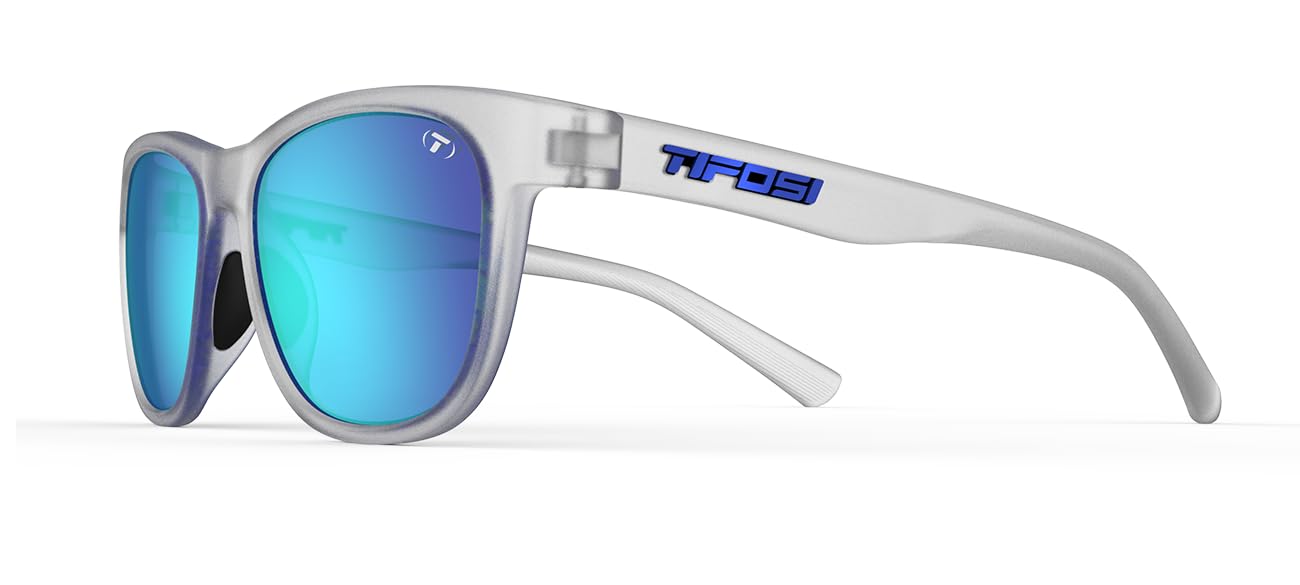 Tifosi Optics Swank Sunglasses (Satin Clear/Smoke Lens with Clarion Blue Mirror - Polarized)
