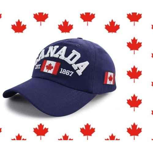 2 PCS Canada Hats for Men Women, Adjustable Embroidered Cotton Maple Leaf Flag Golf Baseball Cap, Funny Canadian Souvenirs