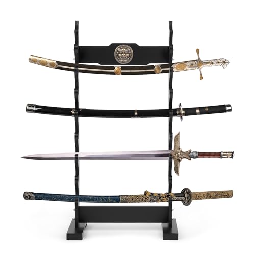 Lukar 8 Tier Floor Standing Sword Rack with Kylin Head Decoration - Samurai & Katana Display Stand