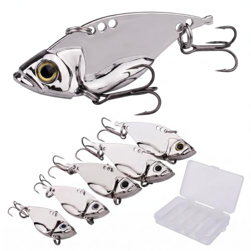Silver Metal Fishing Spoon Blade Baits - 5 Pack for Freshwater & Saltwater