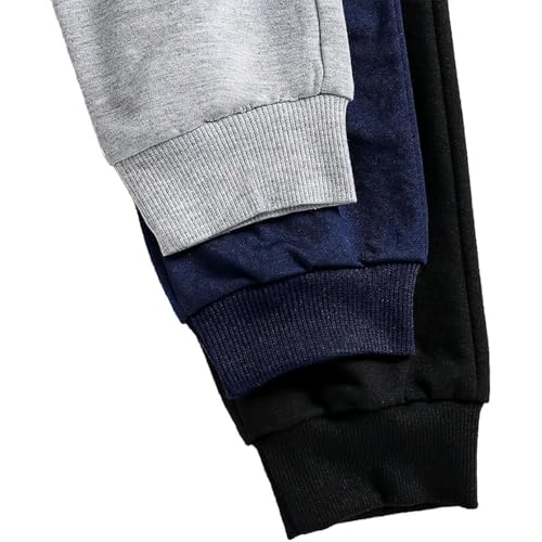 Toddler Boy Sweatpants 3 Pack - Dinosaur Print Jogger Pants - Black, Royal Blue, Gray - 10 Years Size