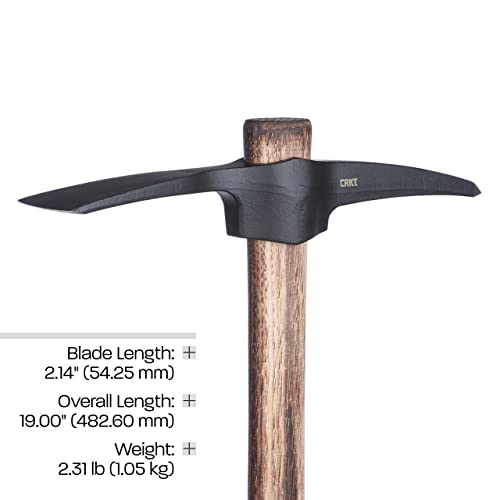 CRKT Chogan Mattock Outdoor Axe - Durable Carbon Steel & Hickory Handle