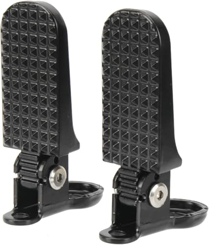 Bike Rear Pedals Set - Aluminium Alloy Folding Pegs for Mountain & E-Bikes - Black & Silver