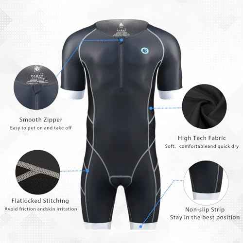 Mens Pro Trisuit Short Sleeve Triathlon Suit Best For Swimming Racing Tri Suit