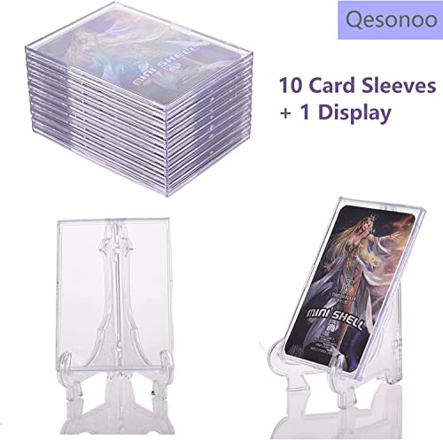 10-Pack Clear Hard Acrylic Card Sleeves with Display Stand - Top Loaders for Trading and Sports Cards, White Variant
