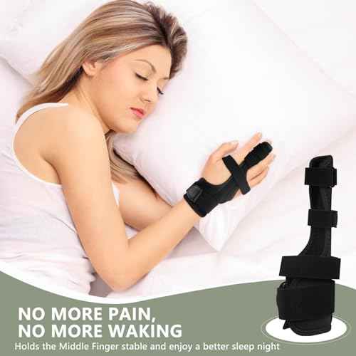 Finger Splint for Middle Finger, Trigger Finger Splint Wrist Support Brace, Straightening Immobilizer -Adjustable Removable straps for Left or Right Hand