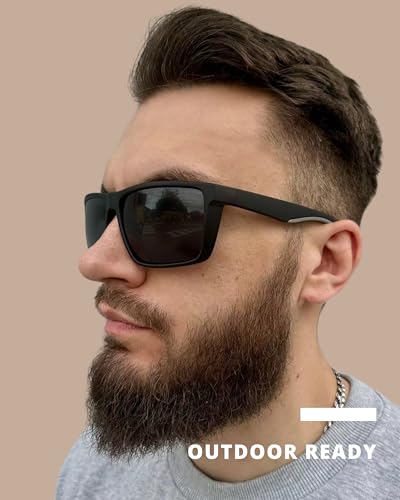 XXL Large Polarized Sports Sunglasses for Big Heads Men Black Grey Variation