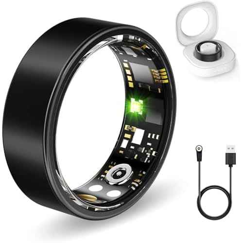 Smart Rings for Women Men, Fitness Ring with Heart Rate, Blood Oxygen, HRV, Pressure, Sleep Tracker, Step Tracker, No Subscription Fee, IP68 Waterproof Smart Ring for iPhone & Android (Black 10#)