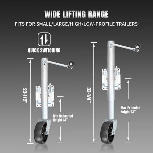 Torin 1000 lbs Trailer Jack with Wheel - Heavy Duty Swivel Boat Trailer Jack - 10" Lift - Bolt-On RV & Boat Tongue Jack - Variation of THIS listing