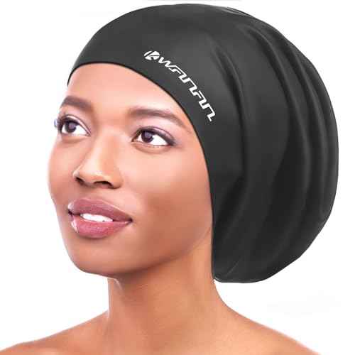 Extra Large Silicone Swim Cap for Long Hair and Protective Styles?Waterproof Swimming Cap for Men and Women with Dreadlocks, Weaves, Extensions, Braids, Curls, and Afros?Keep Hair Dry