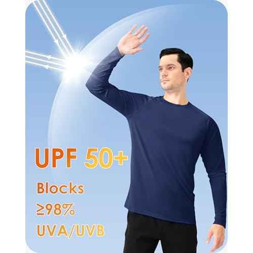 Boladeci Men's UPF 50+ Sun Protection UV SPF Shirts Long Sleeve Lightweight Quick Dry Swim T-Shirts Rash Guard