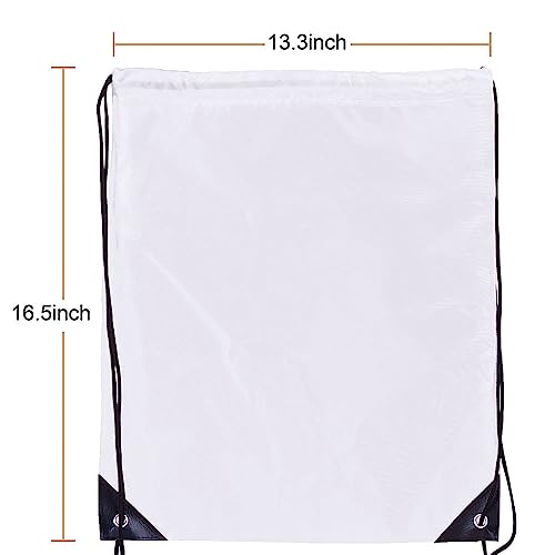 White Drawstring Backpack Bulk 20 Packs - DIY Gym Sports Travel Cinch Bag